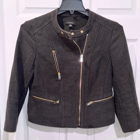 Ann Taylor Jackets & Blazers - Ann Taylor Black Off Center Front gold Zipper Closure Blazer Suit Jacket  SZ 8​